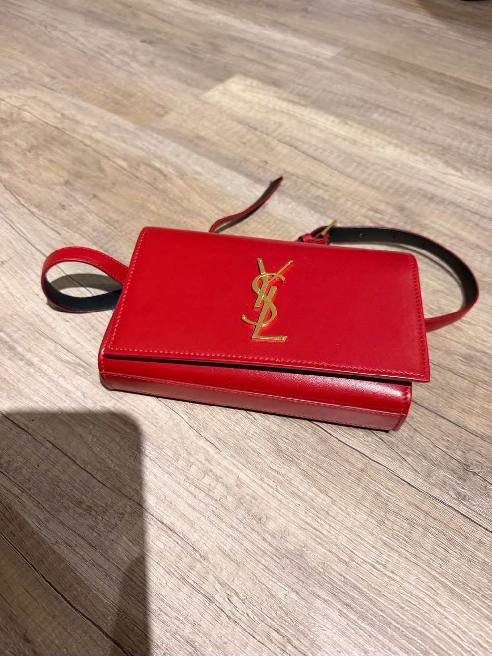 Saint Laurent YSL Kate Belt Bag Red Leather Monogram